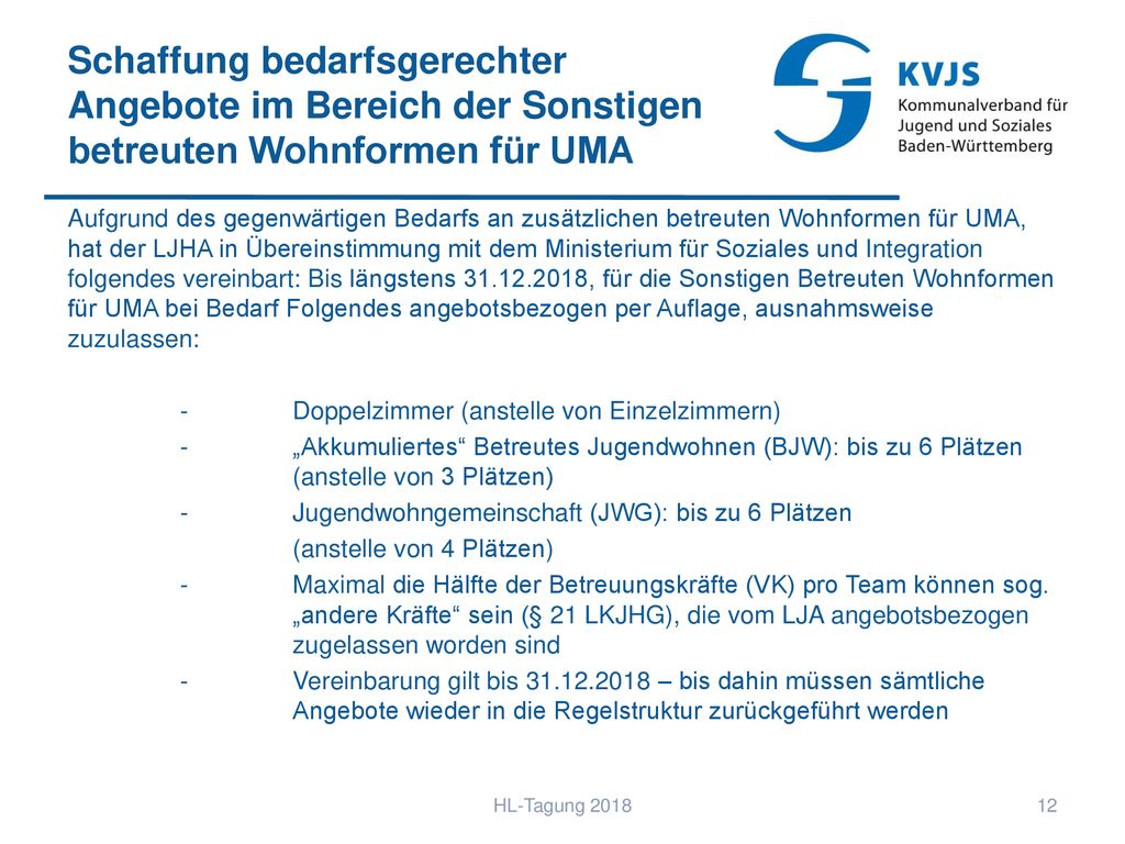 Schaffung bedarfsgerechter Angebote im Bereich der Sonstigen betreuten Wohnformen für UMA