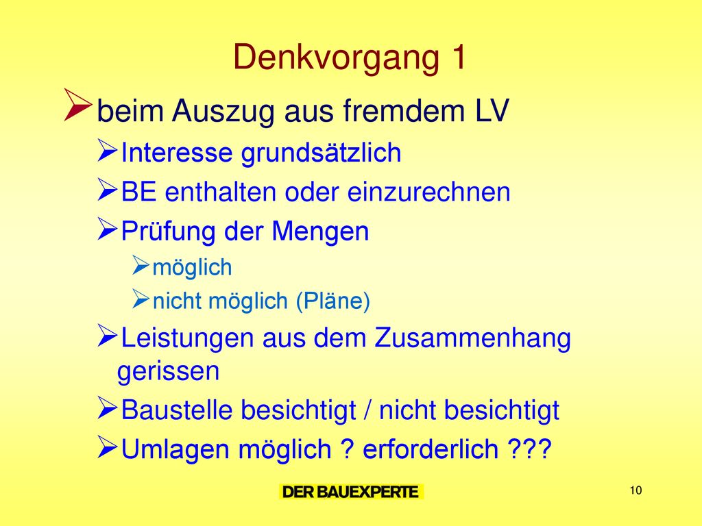 Denkvorgang 1 beim Auszug aus fremdem LV Interesse grundsätzlich