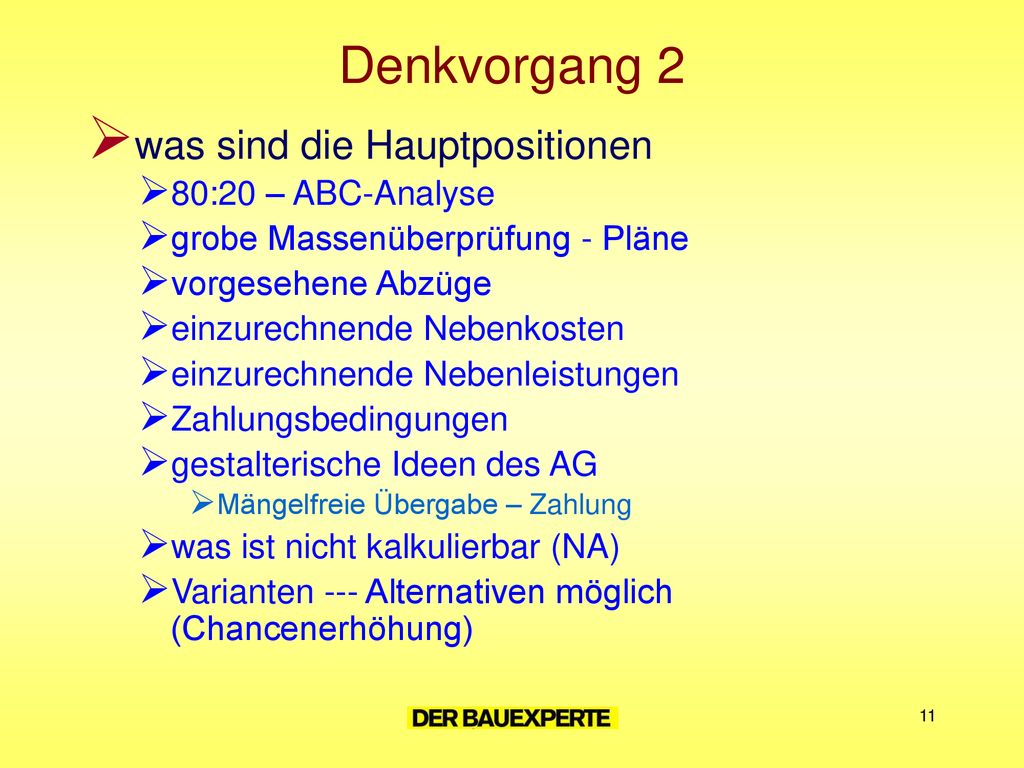 Denkvorgang 2 was sind die Hauptpositionen 80:20 – ABC-Analyse