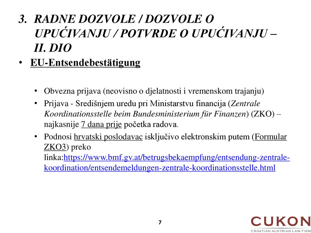 3. RADNE DOZVOLE / DOZVOLE O. UPUĆIVANJU / POTVRDE O UPUĆIVANJU –. II