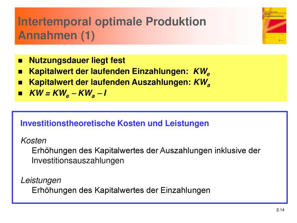 Intertemporal optimale Produktion Annahmen (1)