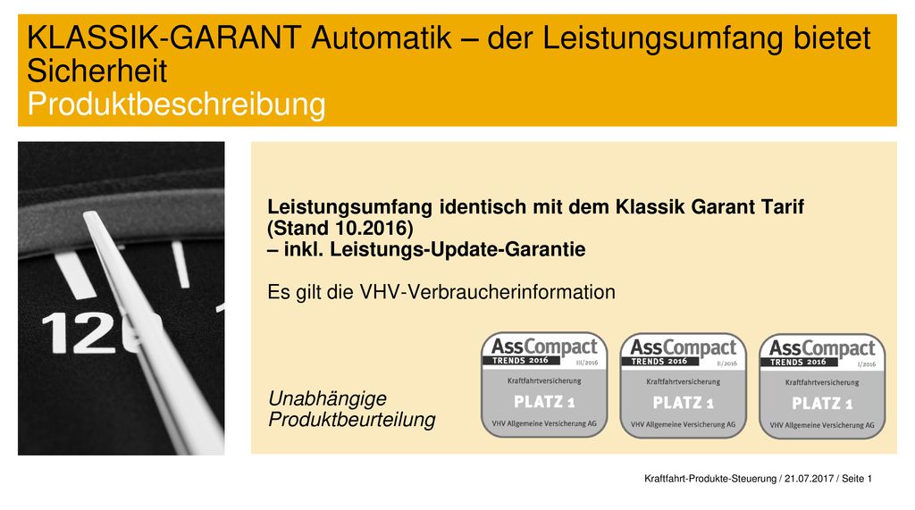 KLASSIK-GARANT Automatik – der Leistungsumfang bietet Sicherheit Produktbeschreibung