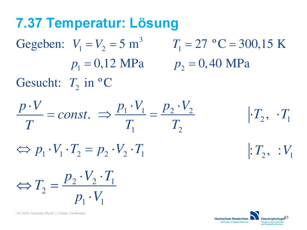7.37 Temperatur: Lösung | | Tutorium Physik 2 | Fluide | Großmann |