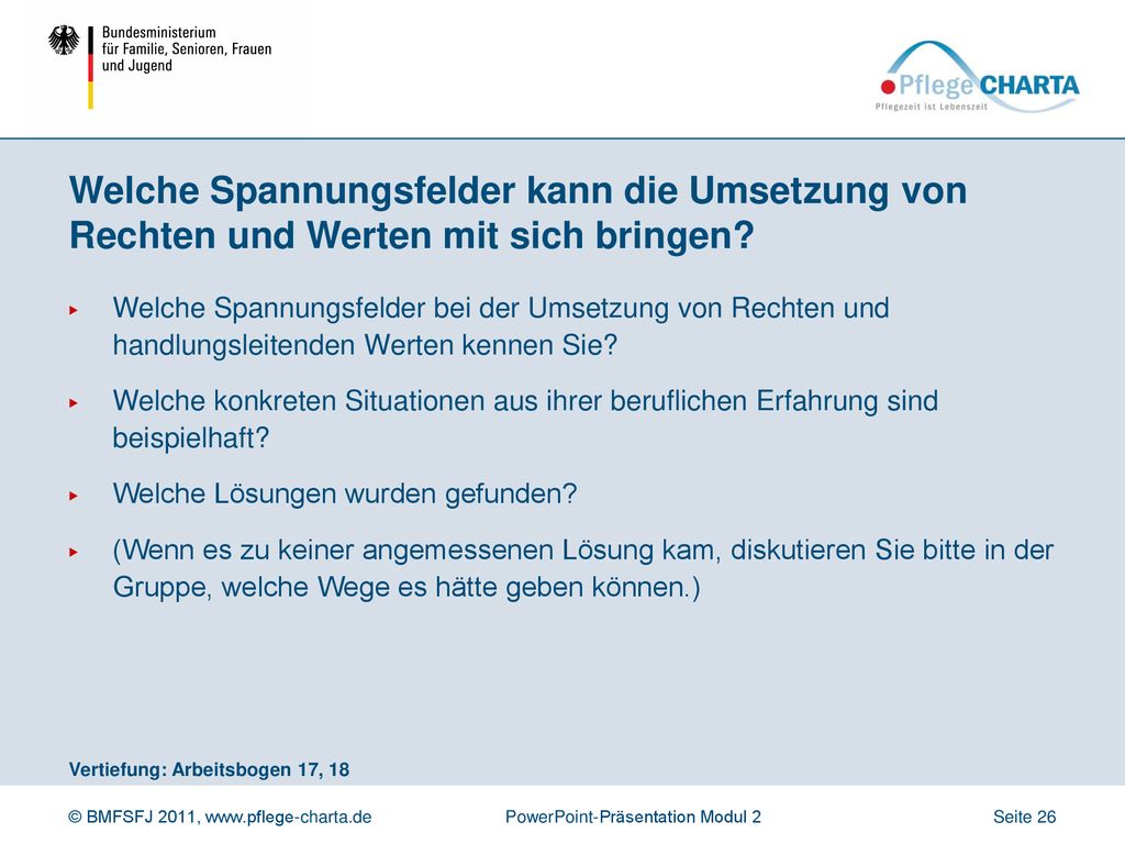 Welche Spannungsfelder kann die Umsetzung von Rechten und Werten mit sich bringen