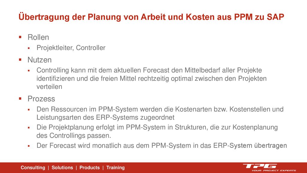 Übertragung der Planung von Arbeit und Kosten aus PPM zu SAP