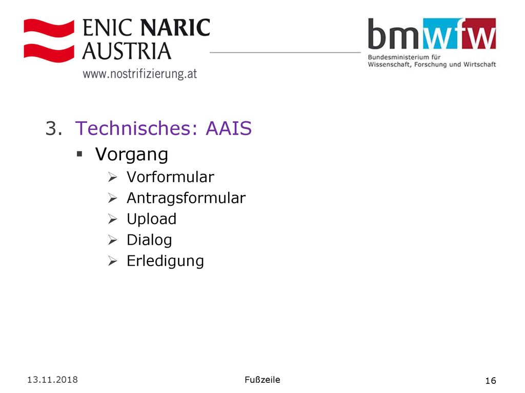 Technisches: AAIS Vorgang Vorformular Antragsformular Upload Dialog