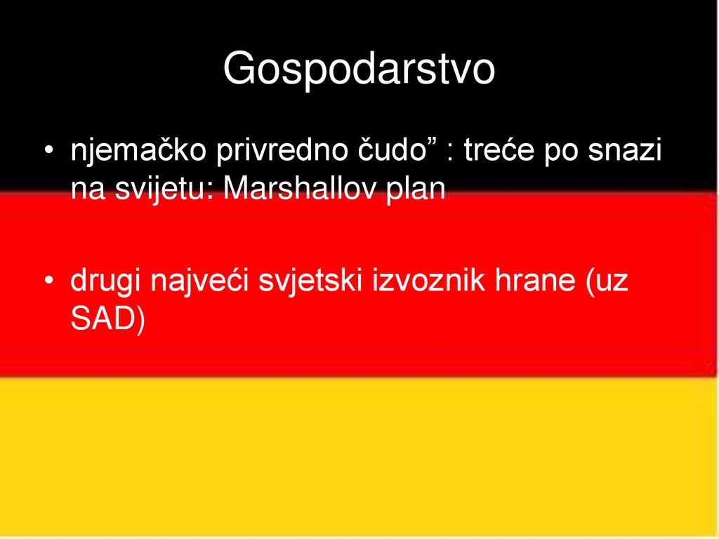 Gospodarstvo njemačko privredno čudo : treće po snazi na svijetu: Marshallov plan.