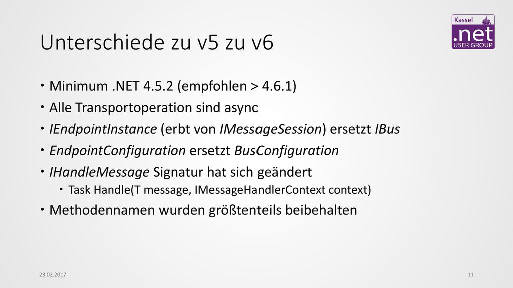Unterschiede zu v5 zu v6 Minimum .NET (empfohlen > 4.6.1)