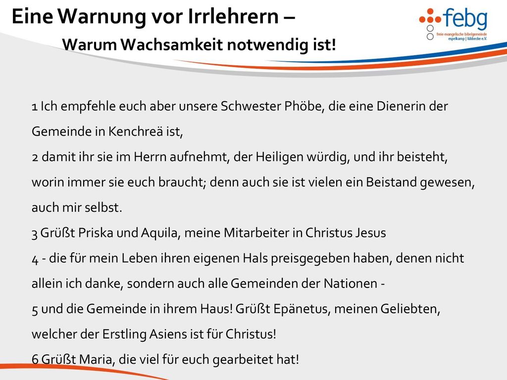 Eine Warnung vor Irrlehrern – Warum Wachsamkeit notwendig ist!