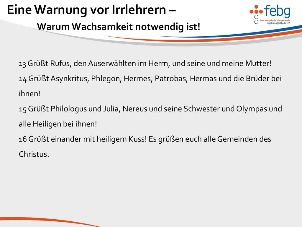 Eine Warnung vor Irrlehrern – Warum Wachsamkeit notwendig ist!