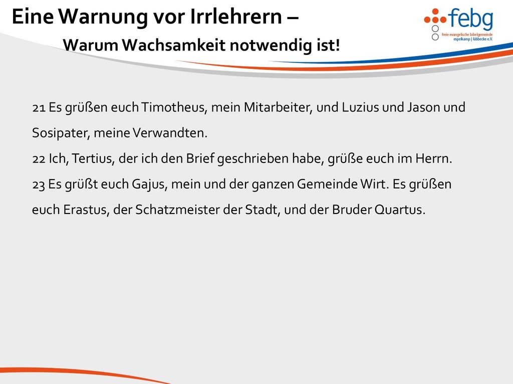 Eine Warnung vor Irrlehrern – Warum Wachsamkeit notwendig ist!