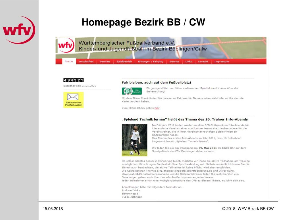 Homepage Bezirk BB / CW © 2018, WFV Bezirk BB-CW