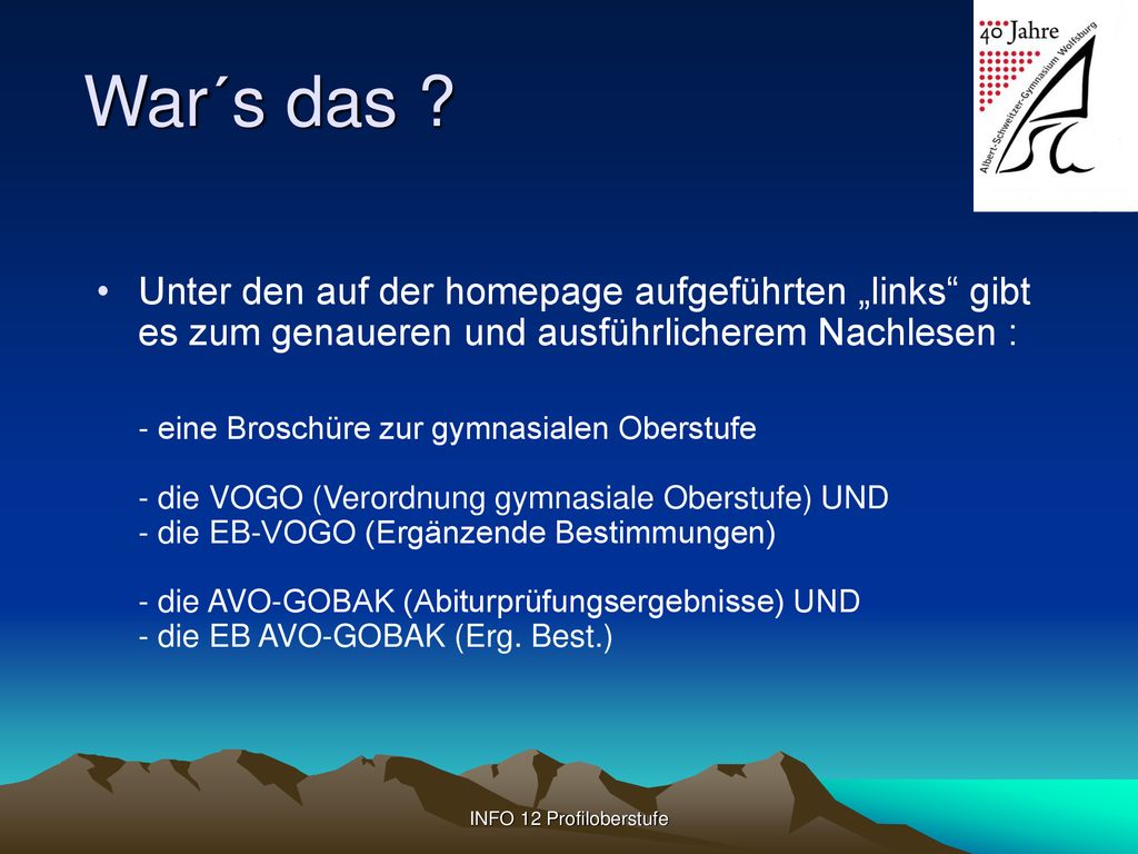 War´s das Unter den auf der homepage aufgeführten „links gibt es zum genaueren und ausführlicherem Nachlesen :