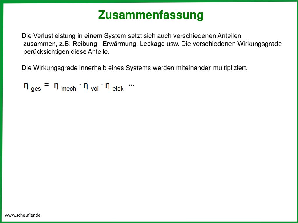 Zusammenfassung Die Verlustleistung in einem System setzt sich auch verschiedenen Anteilen.