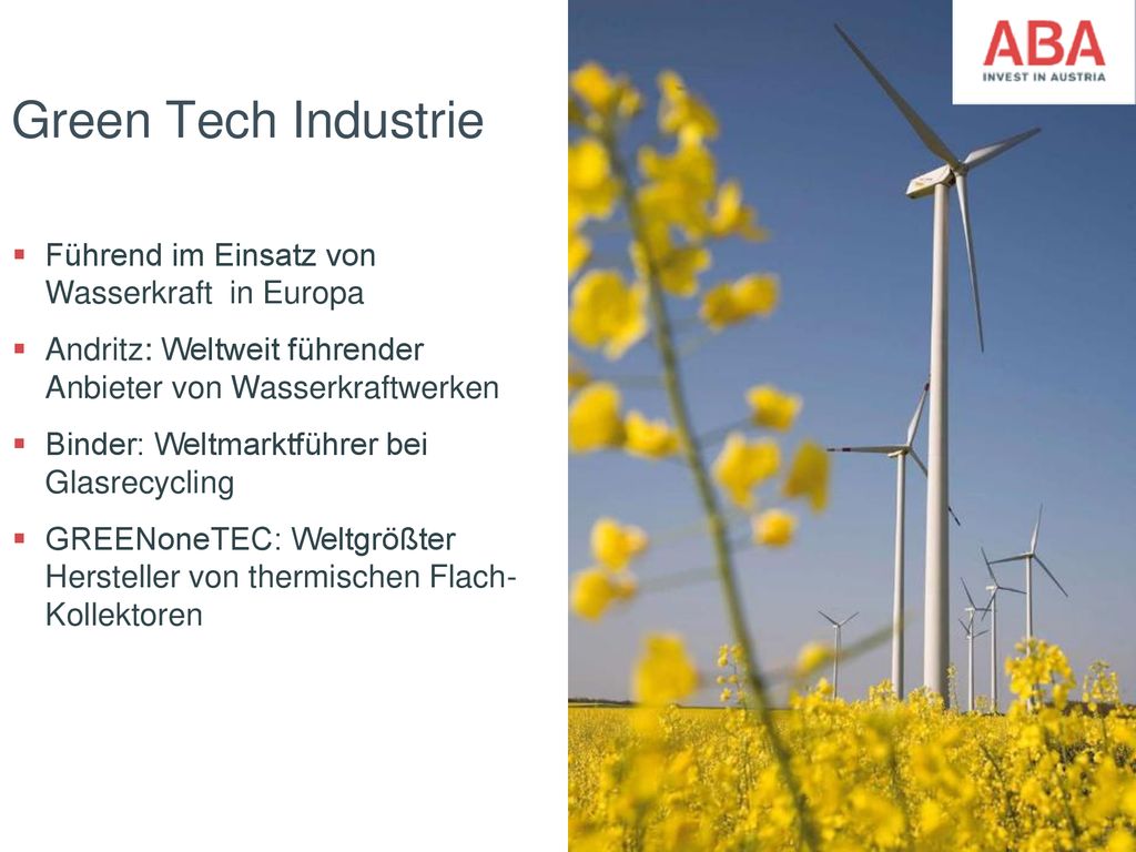 Green Tech Industrie Führend im Einsatz von Wasserkraft in Europa