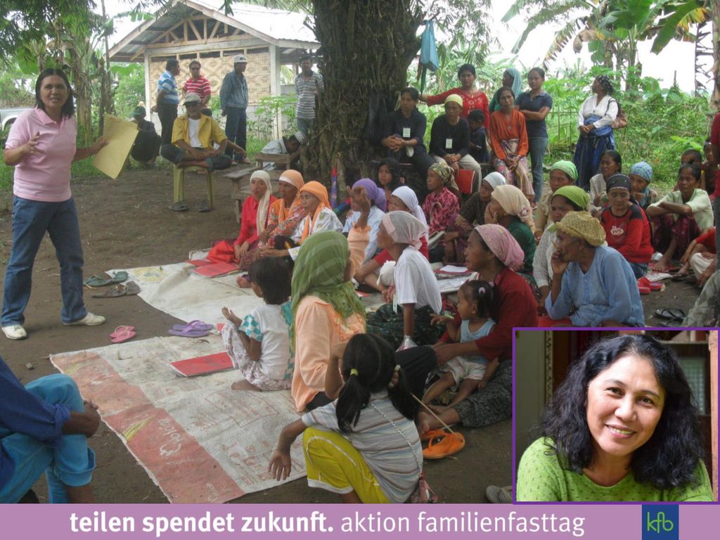 Die kfb-Partnerorganisation Don Bosco unter der Leitung von Maria Helenita Ruizo Betsy Gomela arbeitet in dieser angespannten Situation, um nachhaltige Lebensgrundlagen für BäuerInnen zu schaffen.