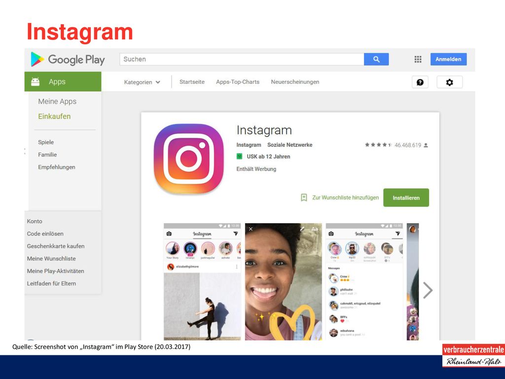 Instagram Quelle: Screenshot von „Instagram im Play Store ( )