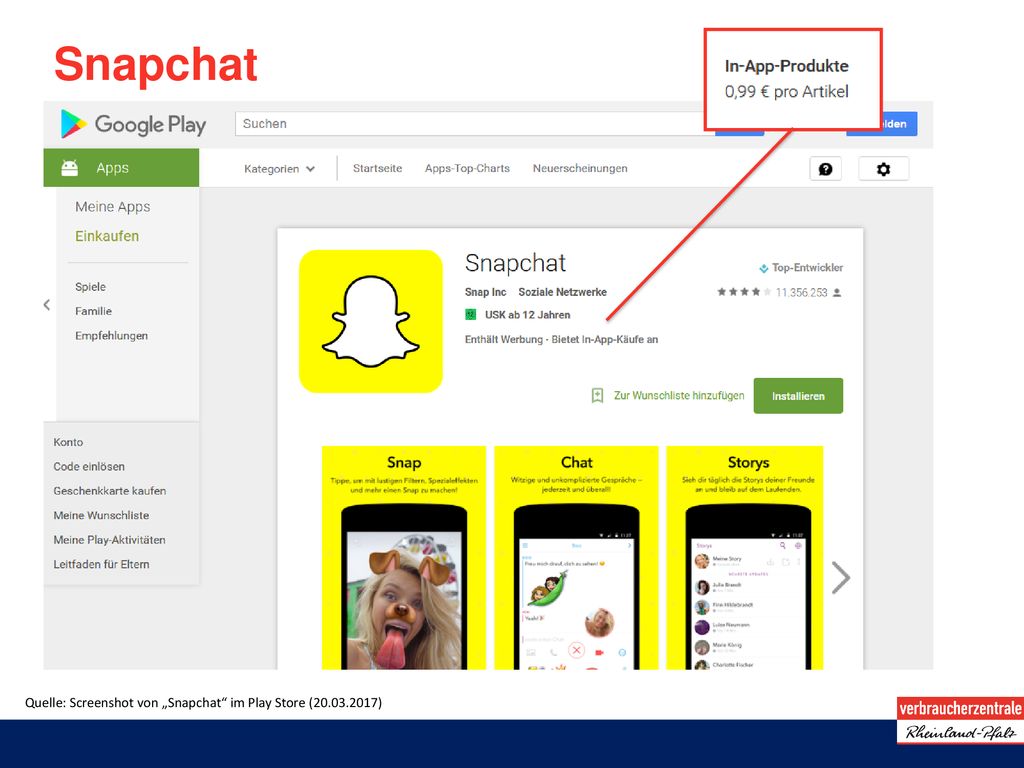 Snapchat Quelle: Screenshot von „Snapchat im Play Store ( )