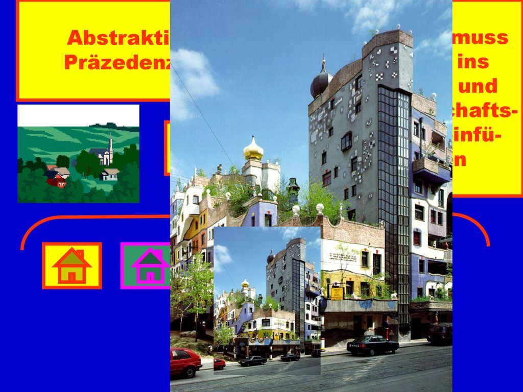 Abstraktion von Präzedenzfällen: Baute muss. sich ins. Orts- und. Landschafts- bild einfü- gen.