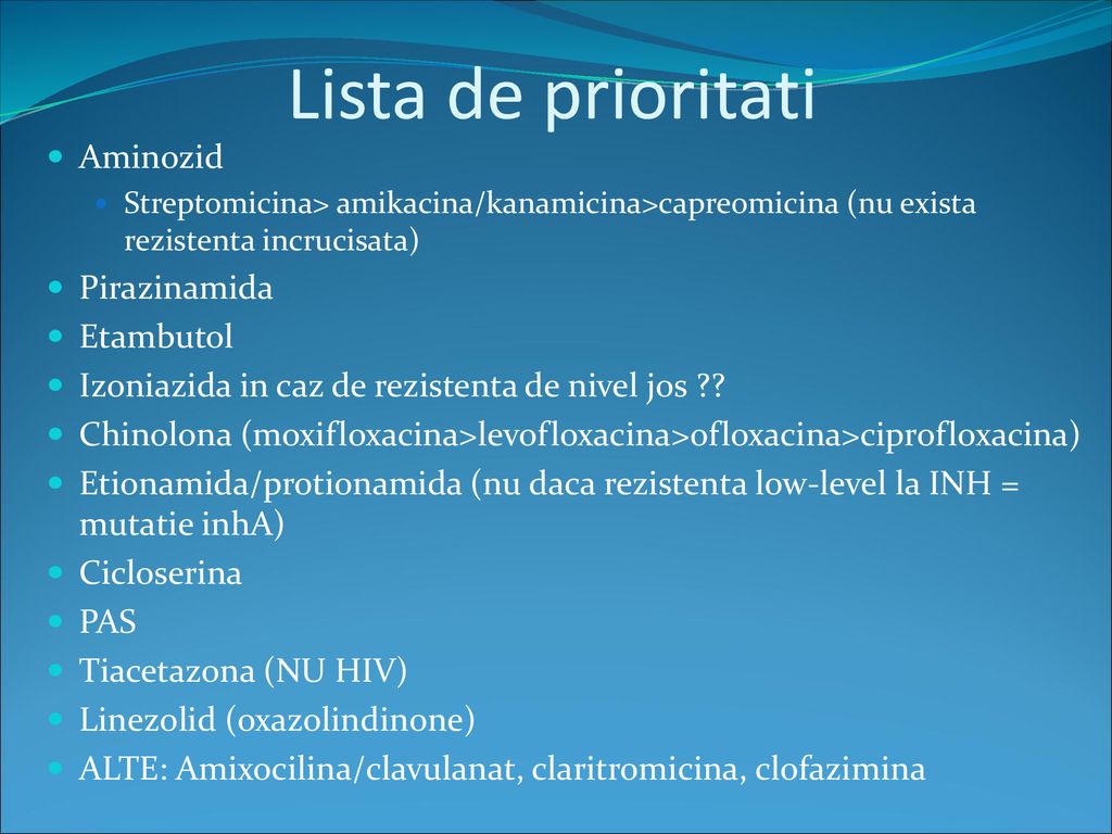 Lista de prioritati Aminozid Pirazinamida Etambutol