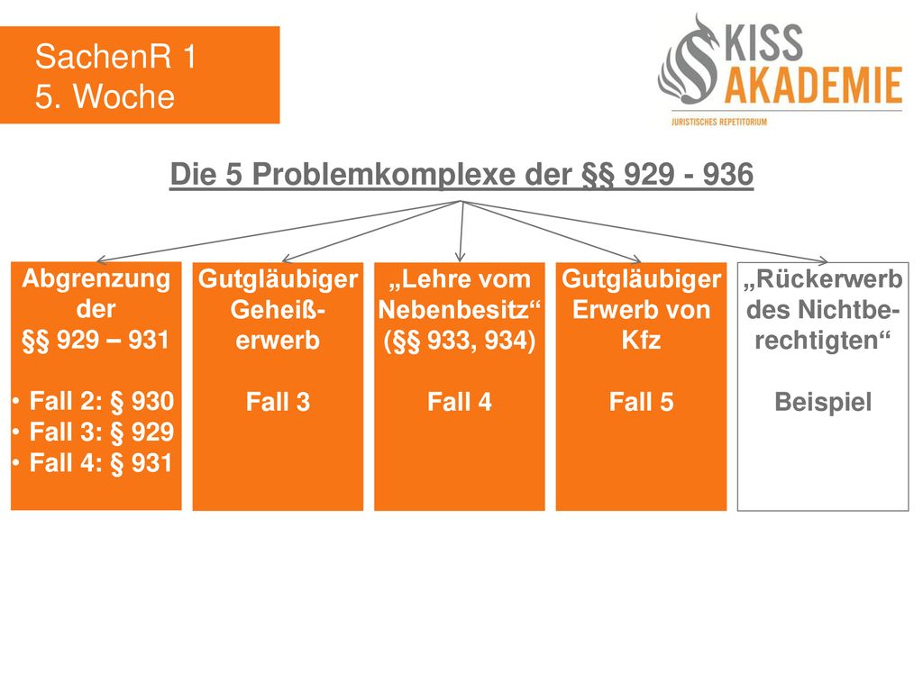 SachenR 1 5. Woche Die 5 Problemkomplexe der §§ Abgrenzung