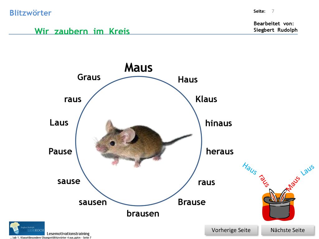 Maus Wir zaubern im Kreis Graus Haus raus Klaus Laus hinaus Pause