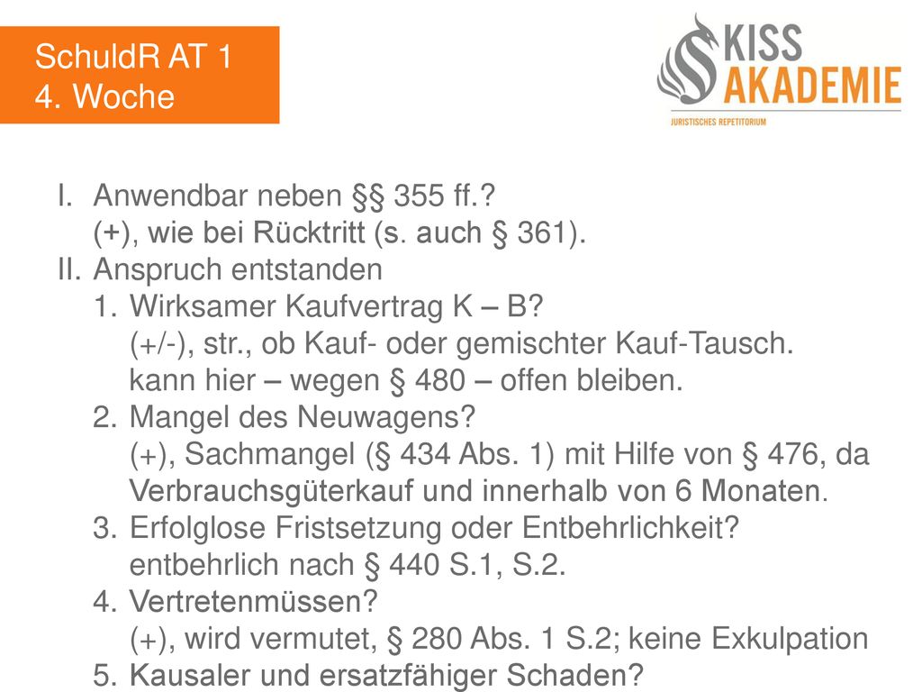 SchuldR AT 1 4. Woche I. Anwendbar neben §§ 355 ff.