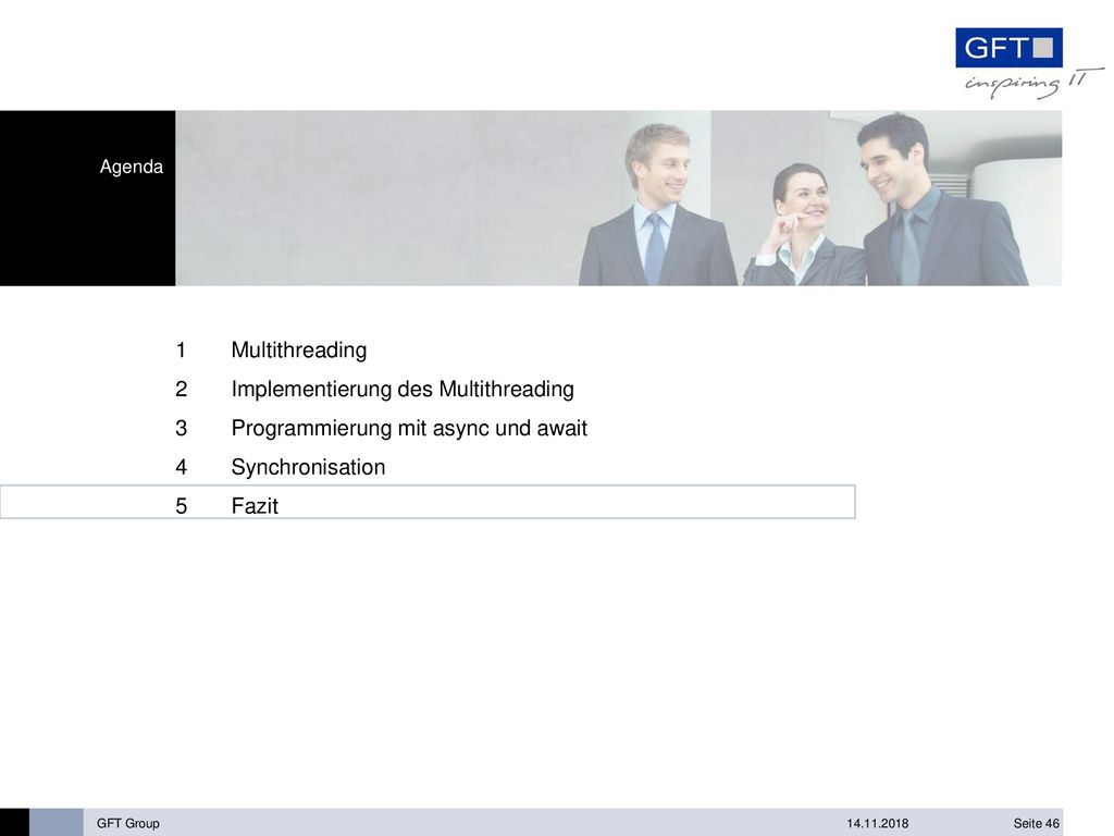 Multithreading Implementierung des Multithreading. Programmierung mit async und await. Synchronisation.