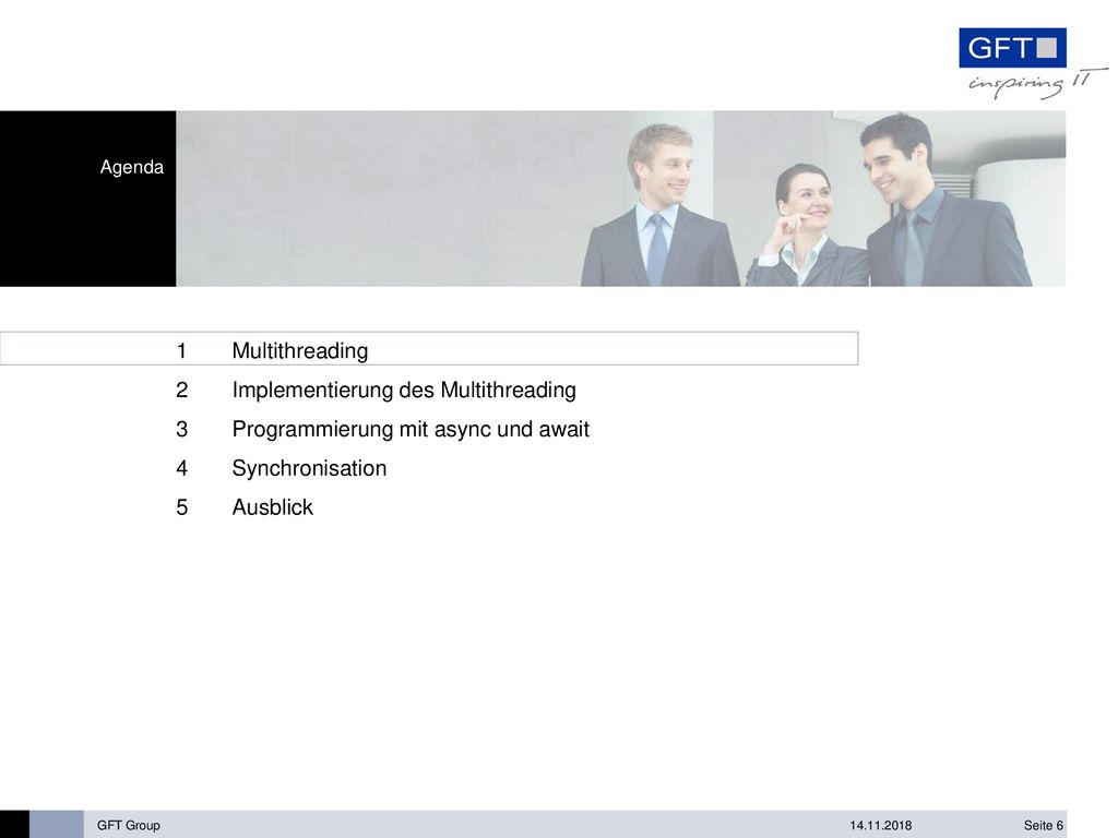 Multithreading Implementierung des Multithreading. Programmierung mit async und await. Synchronisation.