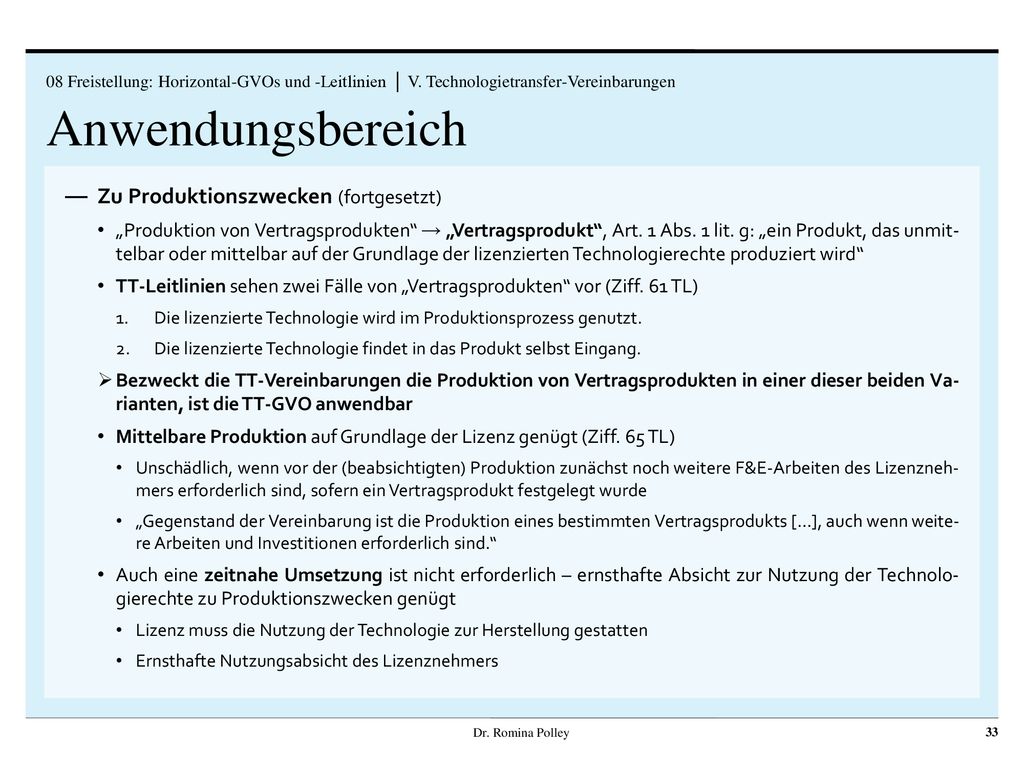 Anwendungsbereich Zu Produktionszwecken (fortgesetzt)
