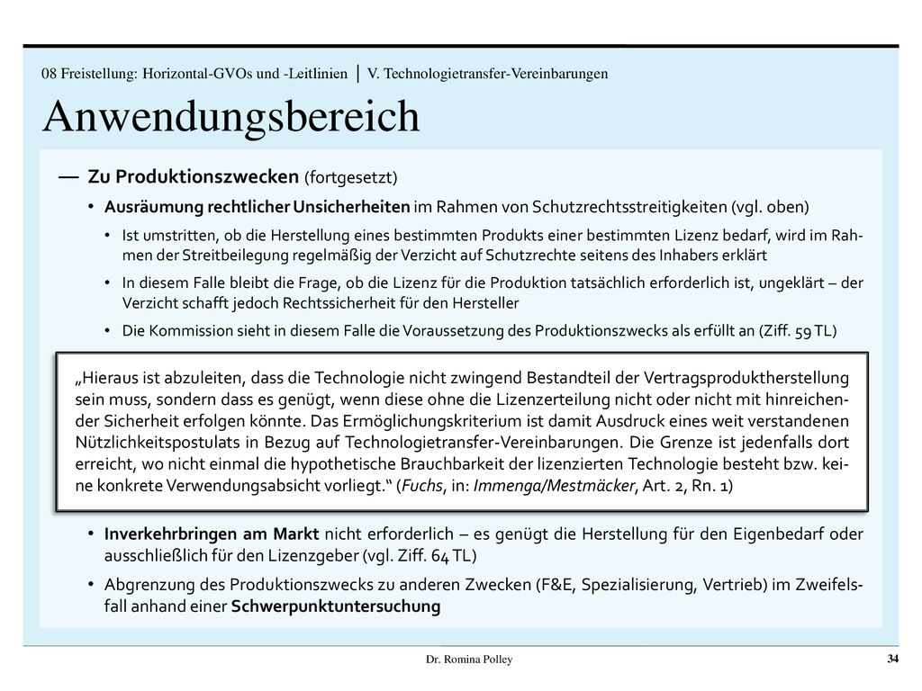 Anwendungsbereich Zu Produktionszwecken (fortgesetzt)