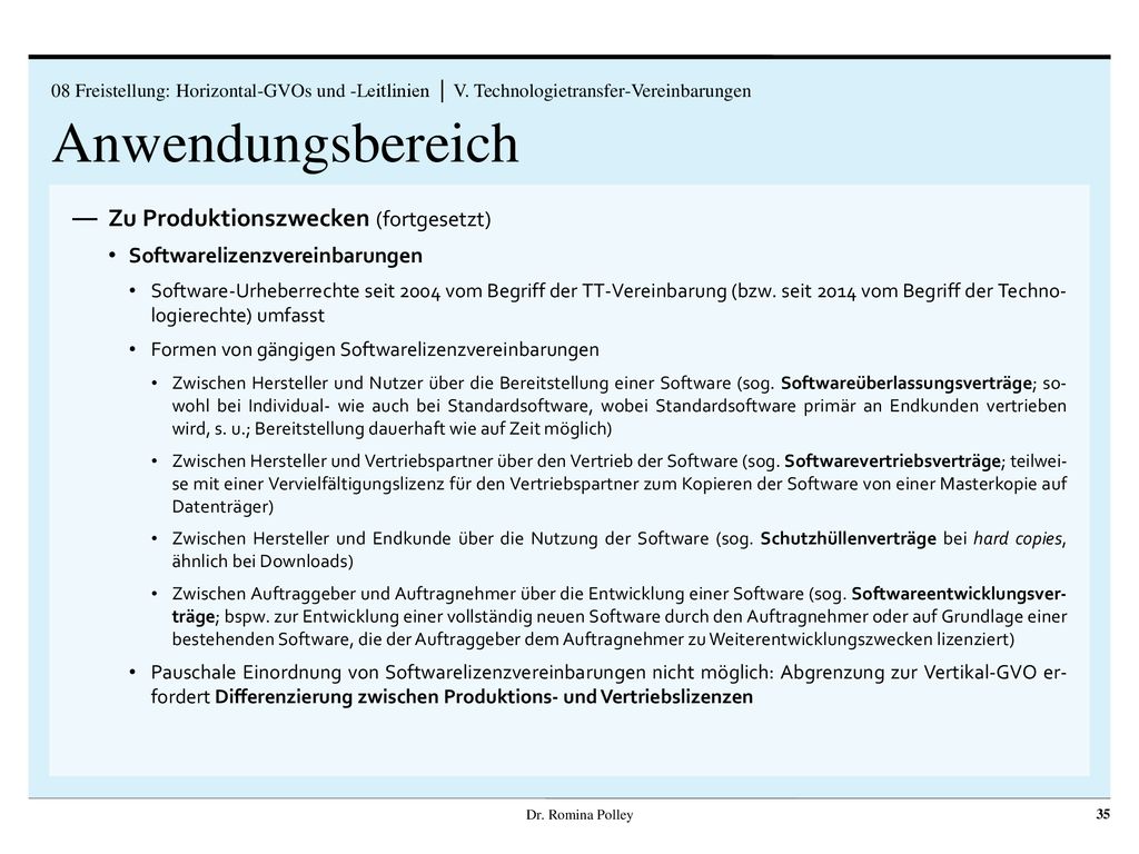 Anwendungsbereich Zu Produktionszwecken (fortgesetzt)