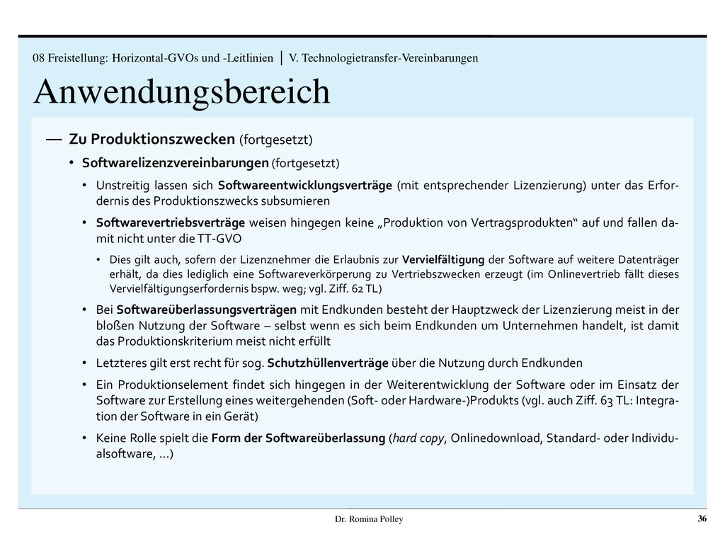 Anwendungsbereich Zu Produktionszwecken (fortgesetzt)