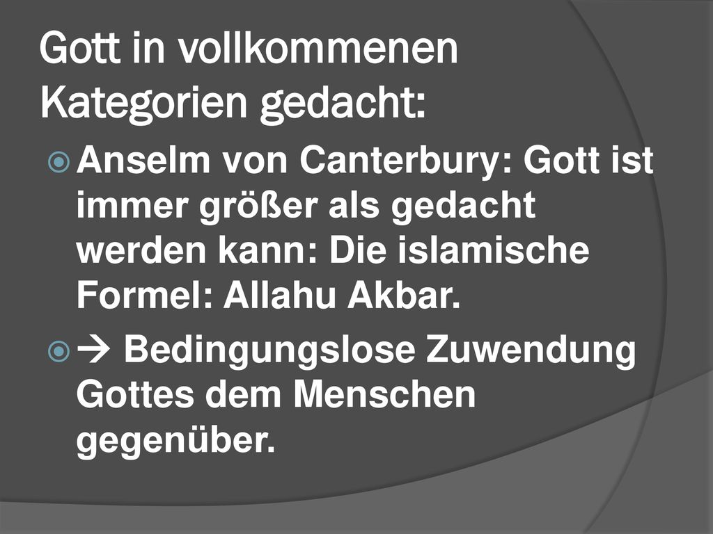 Gott in vollkommenen Kategorien gedacht: