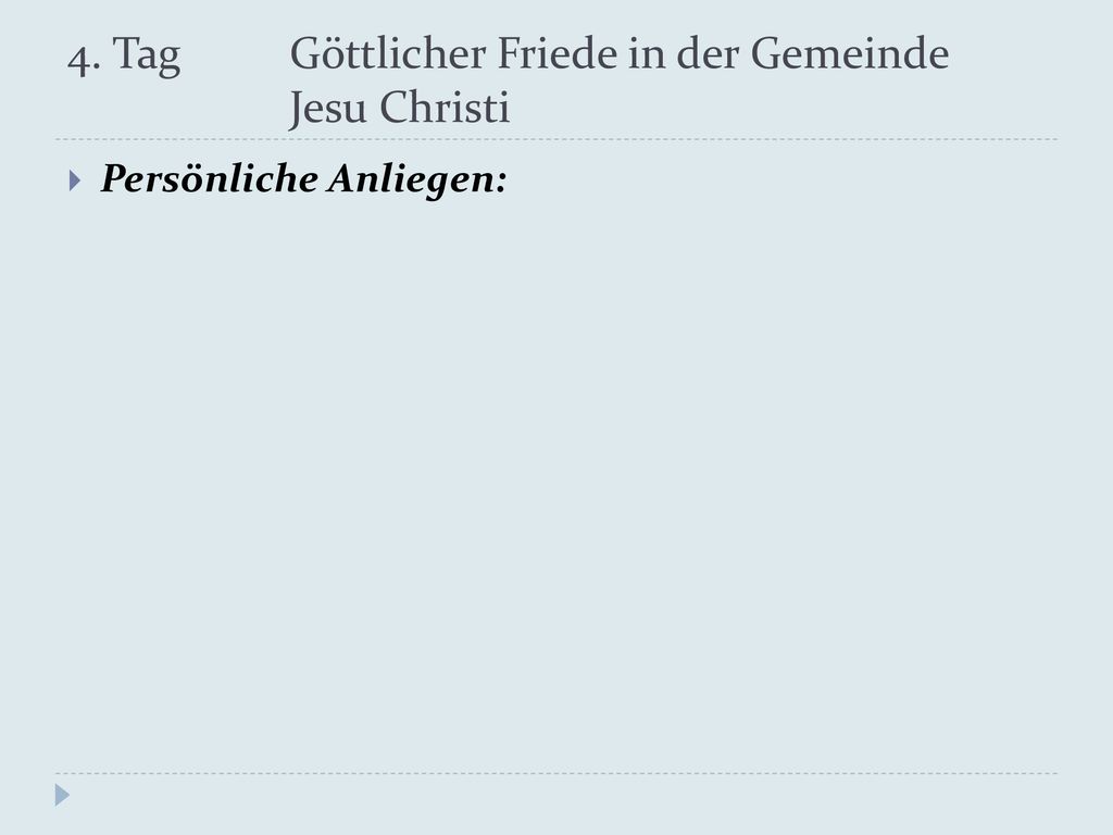 4. Tag Göttlicher Friede in der Gemeinde Jesu Christi