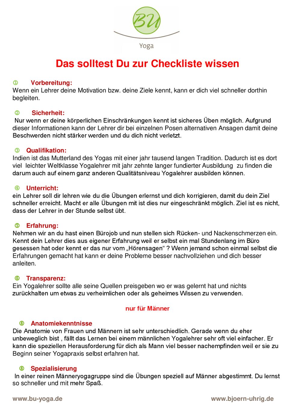 Das solltest Du zur Checkliste wissen