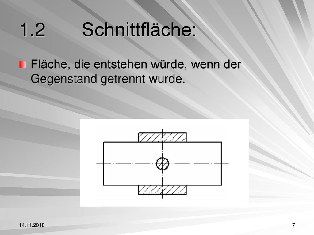 1.2 Schnittfläche: Fläche, die entstehen würde, wenn der Gegenstand getrennt wurde