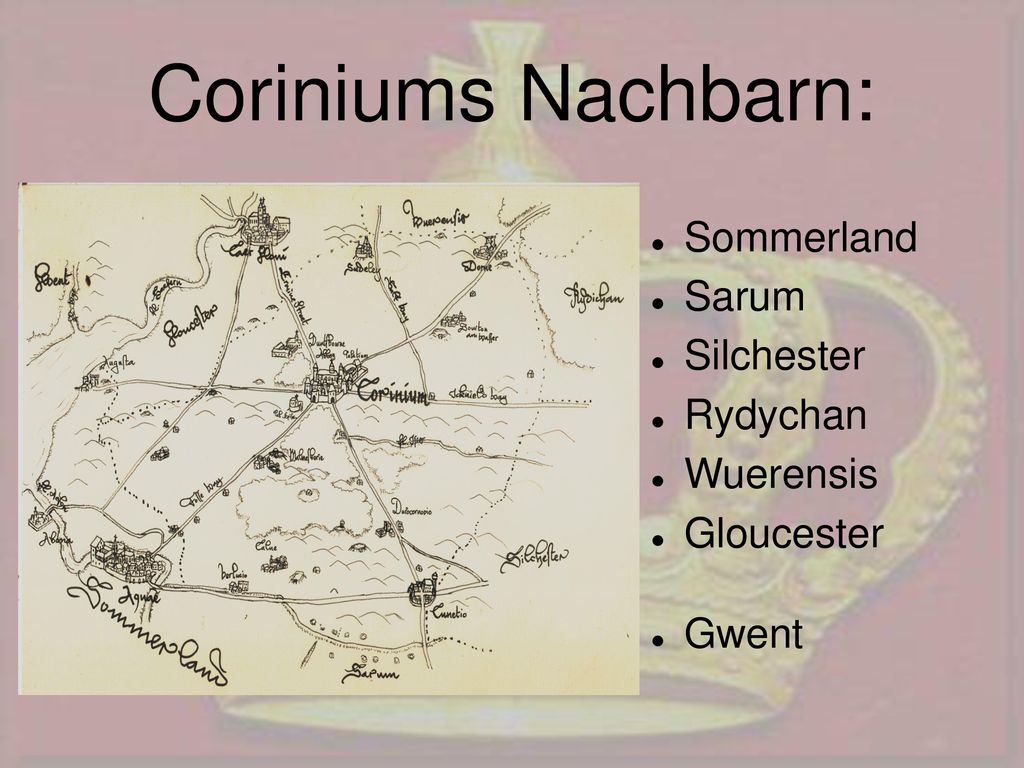 Coriniums Nachbarn: Sommerland Sarum Silchester Rydychan Wuerensis