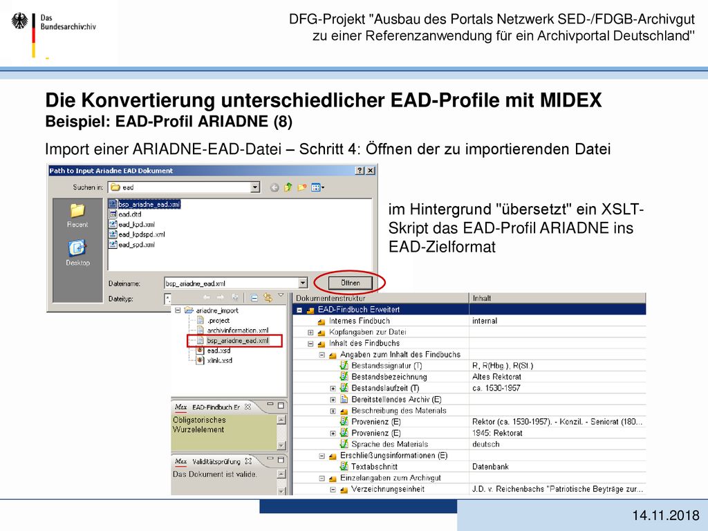Die Konvertierung unterschiedlicher EAD-Profile mit MIDEX Beispiel: EAD-Profil ARIADNE (8)