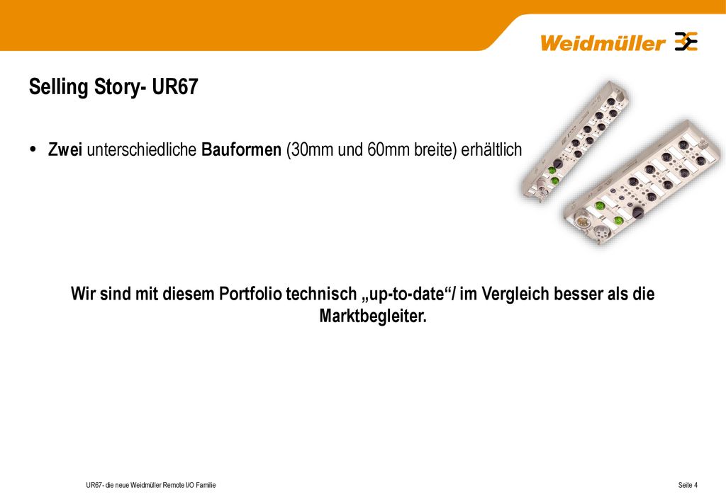 Selling Story- UR67 Zwei unterschiedliche Bauformen (30mm und 60mm breite) erhältlich.