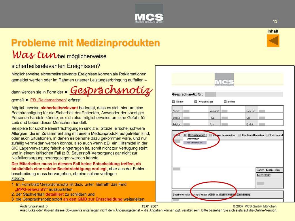 Probleme mit Medizinprodukten