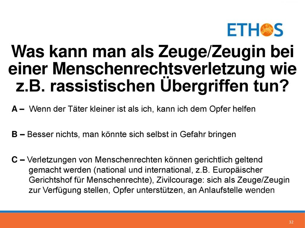 Was kann man als Zeuge/Zeugin bei einer Menschenrechtsverletzung wie z