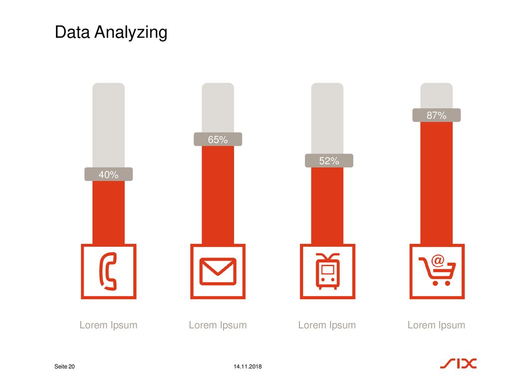 Data Analyzing 87% 65% 52% 40% Lorem Ipsum Lorem Ipsum Lorem Ipsum