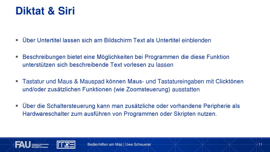 Diktat & Siri Über Untertitel lassen sich am Bildschirm Text als Untertitel einblenden.