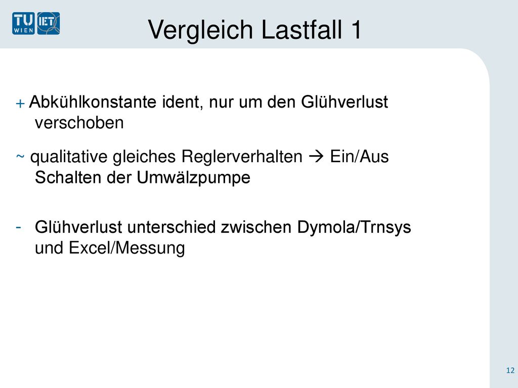 Vergleich Lastfall 1 + Abkühlkonstante ident, nur um den Glühverlust verschoben.