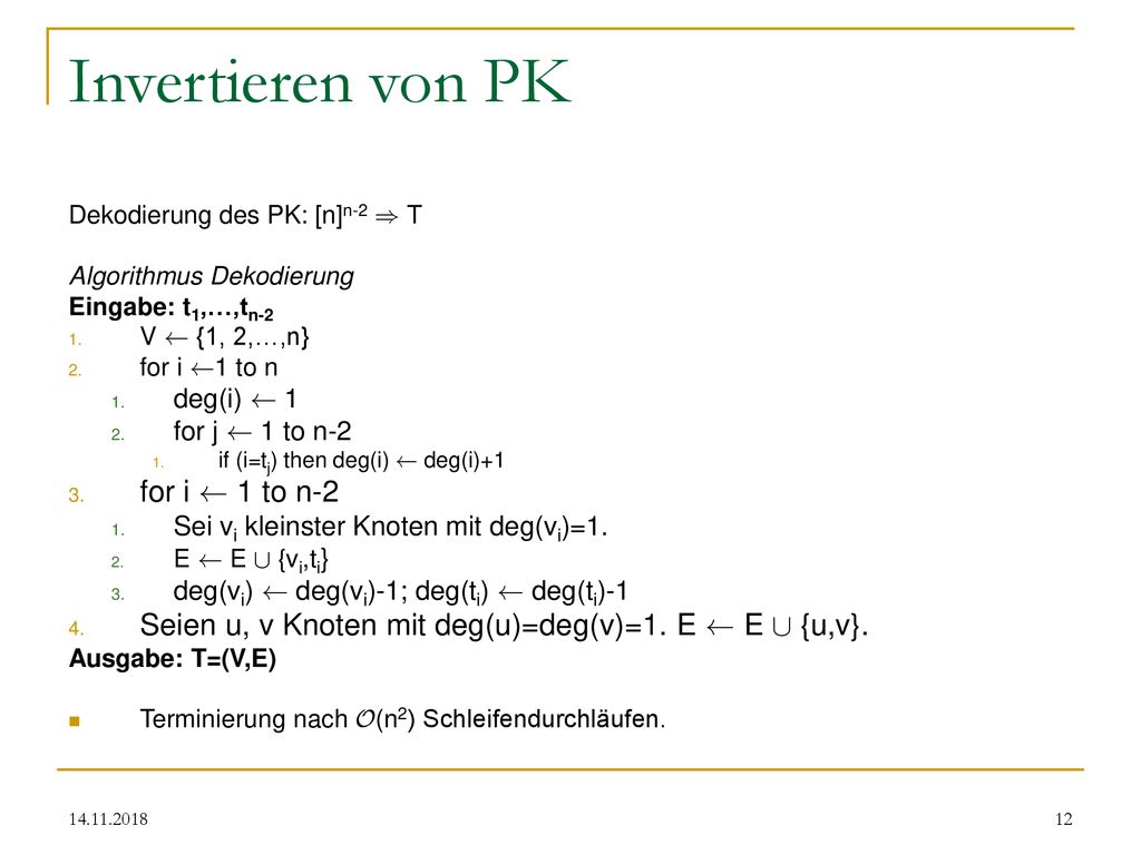 Invertieren von PK for i Ã 1 to n-2