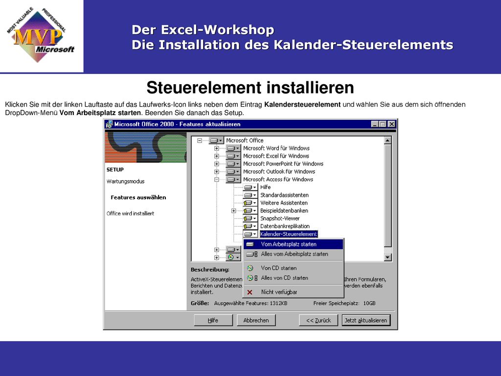 Die Installation des Kalender-Steuerelements - ppt herunterladen