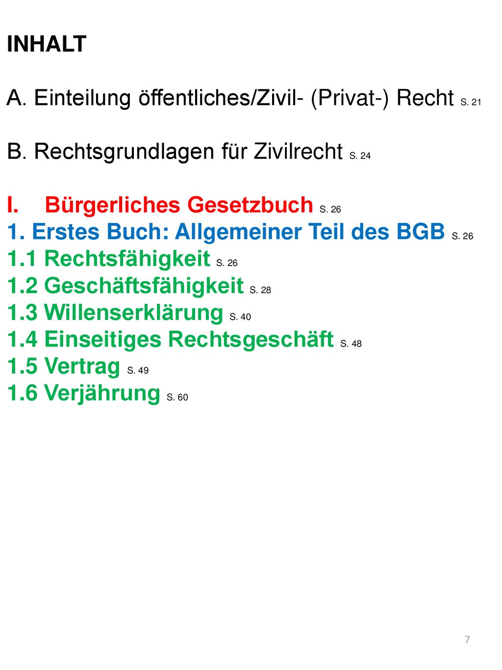 INHALT A. Einteilung öffentliches/Zivil- (Privat-) Recht S. 21. B. Rechtsgrundlagen für Zivilrecht S. 24.