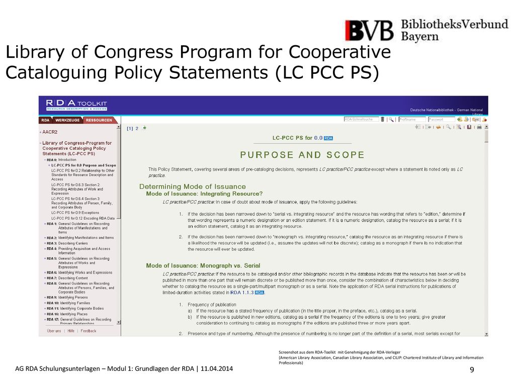 Library of Congress Program for Cooperative Cataloguing Policy Statements (LC PCC PS)