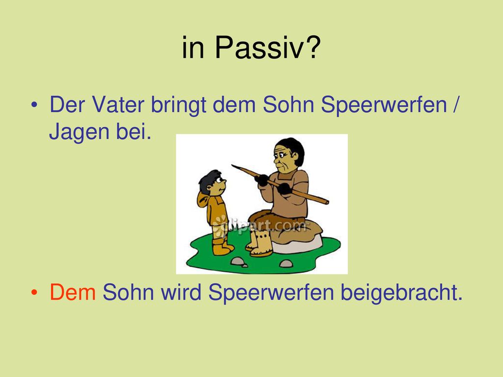 in Passiv Der Vater bringt dem Sohn Speerwerfen / Jagen bei.